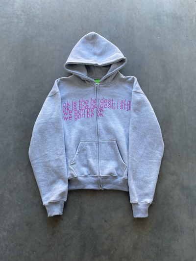 Gray "Ok" Zipup